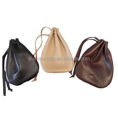 China Fantastic Fashion Performance Mini Genuine Leather Drawstring Pouch Coin Purse for sale