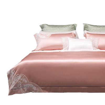 China Anti-bacteria Southsilkroad 100% mulberry silk bedding four pieces set pure color satin pillowcases for home oekotex for sale