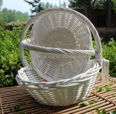 China White Painted Europe Willow Baskets With Handle - Hot Sale for sale