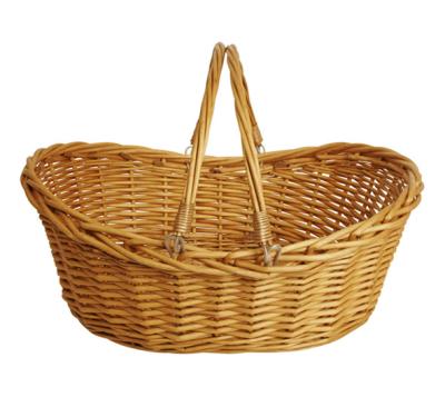 China Europe Honey Color Willow Wicker Basket With Flexible Handle for sale