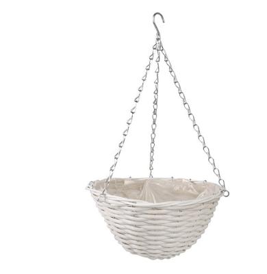 China Europe Wicker Hanging Basket With Plastic Liner For Plant And Flower for sale