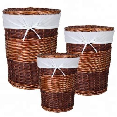 China Eco-friendly big willow wicker laundry basket with liner with lid for sale for sale