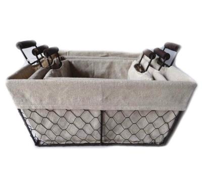 China Sustainable metal basket with fabric liner for sale