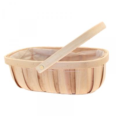 China Sustainable Wooden Basket With Handles Woven Wooden Storage Basket Box for sale