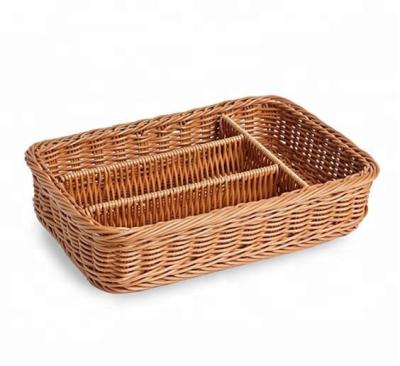 China Durable plastic wicker fruit basket with divider for sale for sale