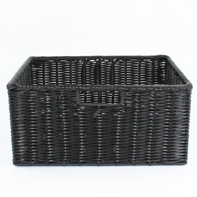 China Europe Plastic Woven Storage Basket Black Color for sale