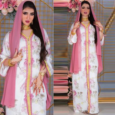 China Polyester (Polyester) Fiber Spring Robe Long Sleeve Stitching AB177 Middle East Ramadan New Lace Up Arabic Long Abaya Dress for sale