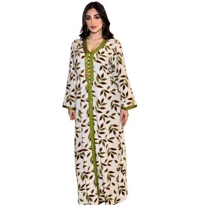 China Polyester (Polyester) Fiber Women's Muslim Amazon Clothing AB001 Middle East Printing Long Women Dress Abaya Dubai Muslims for sale