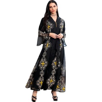 China 100% Doris AB154 Autumn And Winter Embroidery Middle East Dubai High Quality Muslim Abaya Mesh Dresses For Women for sale