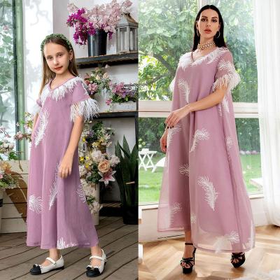 China Dorisa AB152-B Spring Autumn 12years Hot Selling Kids Girl Muslim Dress Amazon for sale