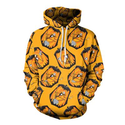 China 2021 Little Devil Color Pattern Long Sleeve Pullover Custom Yellow Anti-Shrink 3D Pattern Halloween Unisex Hoodie for sale