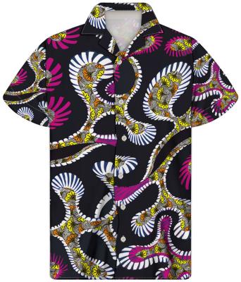 China New Loose Fit African Dashiki Shirt Summer Clothing Plus Size Mens Hawaiian Shirts Floral Short Sleeve Button Down Beach Shirts for sale