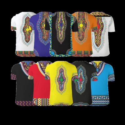 China Anti-pilling 2021 New design dashiki clothing summer men's custom african t-shirts 4xl shorts cool plus size single sleeve pattern for men for sale