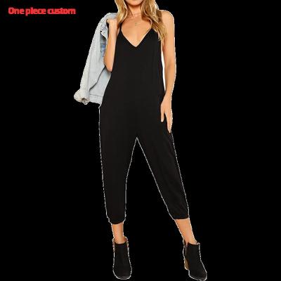 China Monos de verano sleeveless jumpsuit women backless celebrity oneise romper QUICK DRY fashionable black patchwork overalls ladies for sale