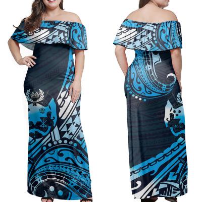 China Washable Polynesian Dresses One-Piece Short Sleeve Design Maxi Dress Summer Casual Unique Women's Sundress Fashion Print Dress for sale