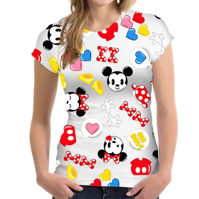 China Anti-wrinkle woman tops fashionable summer women clothing OEM tshart tissot t shorts lady mickey minnie mouse shirt for girl for sale