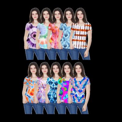 China Anti-wrinkle Kaos wanita harajuku woman playeras de mujer custom printed short sleeve o neck women tie dye t-shirt for sale