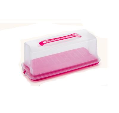 China Sustainable Rectangle Bread Box Cake Carrier Storage Container Portable Server With Handle for sale