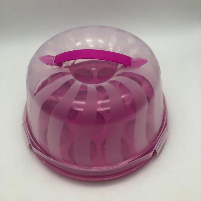 China Sustainable Round Plastic Cake Carrier Storage Cake Container With Locking Lid And Handle for sale