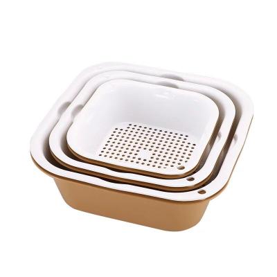 China Viable kitchen double drain basket for washing vegetable and fruit bowl for kitchen living room for sale