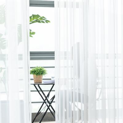 China High Quality Pure Polyester Luxury Eco - Friendly White Voile Curtains Fabric For Room for sale