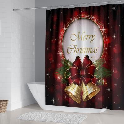 China Christmas Viable Design Waterproof Custom 3D Bathroom Printing Shower Curtain Set for sale