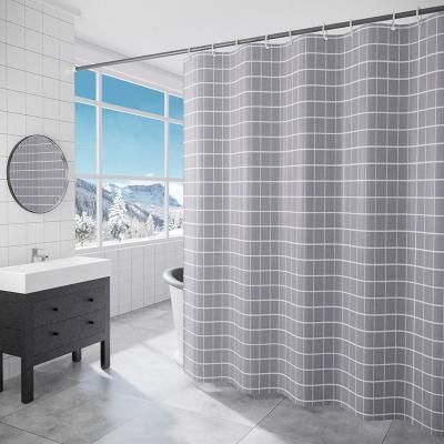 China Hot Selling Stock Bathroom Gray Sustainable Quick Delivery Waterproof Design Quick Drying Shower Curtain for sale