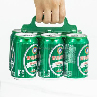 China Reusable Plastic 6-Pack Carry Handle 53mm 54mm Neck Size 300ml 500ml/18oz Beer Beverage Coke Aluminum Cans Food Grade Plastic Beer Can Holder for sale