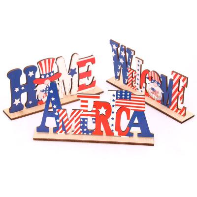 China Home Decoration New United States Holiday Diy Assembled American Flag Wood Home Ornaments Window Desktop Decorations for sale