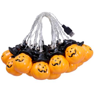 China Halloween Decoration Pumpkin Grin With Hat Hanging House Indoor Decoration Lighting Halloween Led String Light for sale