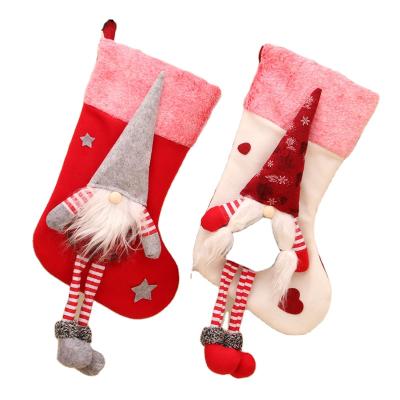 China Wholesale Fashion Christmas Stocking Decoration Clothes Santa Socks Christmas Gift For New Year Candy Gift Bags For Kids for sale