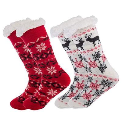 China Christmas New Year Anti-skid Cotton Warm Fuzzy Cozy Socks Soft Bump Warm Fleece Lining Knit Non Slip Thick Winter Home Socks for sale