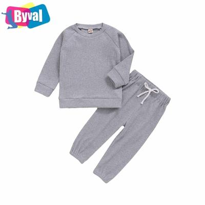 China Byval 2PCS Baby Clothes Solid Long Sleeve Sweater Unisex Newborn Corduroy Sweater Top Pajamas for sale