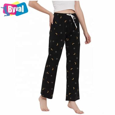 China Byval QUICK DRY Soft Pajama Pants For Women 95% Cotton 5% Spandex Print Sleep Pants Light Lounge Sleep Pj Bottoms for sale