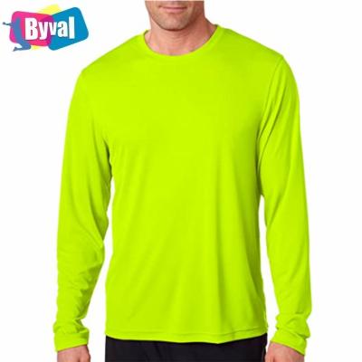 China Anti-Wrinkle Men's Performance Baseball Tee 100% Polyester Long Sleeve Crewneck Workout T-shirts Quick Dry for sale