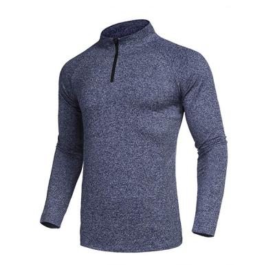 China Byval Custom Made Lightweight Sport Anti-pilling Running Men's Performance Quarter Zipper Long Sleeve T-Shirt for sale