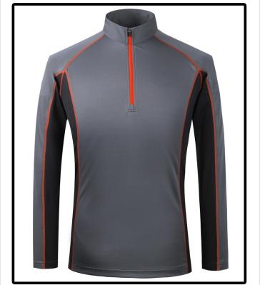 China Breathable Polyester Spandex Long Sleeve Anti-pilling Half Zip Fitness Sport T-Shirt for sale