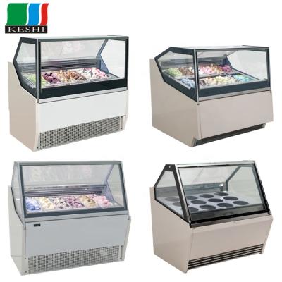 China Single-temperature 12 Pans Italian Ice Cream Display Freezer Showcase Dipping Cabinet Mobile Display Cabinet Ice Cream for sale