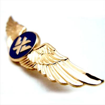 China Europe Custom Design Airline Pilot Wing Metal Badge Pin for sale