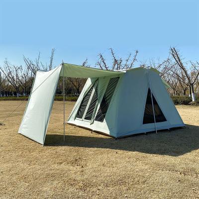 China Extended Type 3-4 Person Glamping Family Cotton Canvas Spring Bar Tent Outdoor Waterproof Kodiak Canvas Camping Tents For Sale for sale