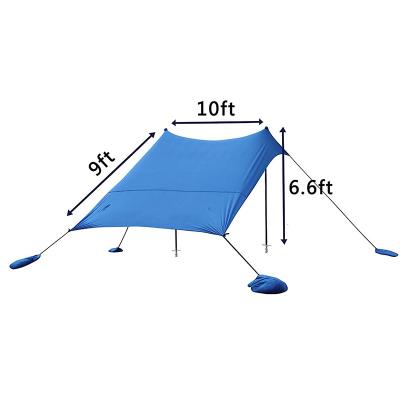 China Extended Type Family Beach Tent Shade With 2 Pole Aluminum Pop Up Portable Summer Beach Tent Canopy Beach Tent Shade With Carry Bag for sale