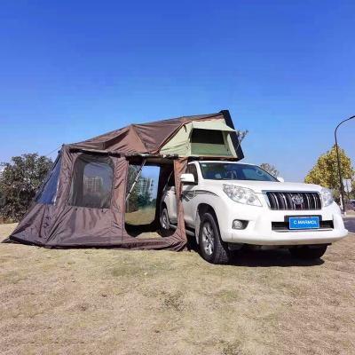 China ABS Shell 4WD Camper Shell Roof Top Tent 4 Person Skyview Hard Off Road Waterproof Car Roof Top Shell Tent With Rear Tent For Sale for sale