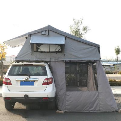 China Straight Tie Down Type Rear Top Suv Van Awning Tent Outdoor Foldable Connectable Car Awning Rooftop Car Tent Camping Roof for sale