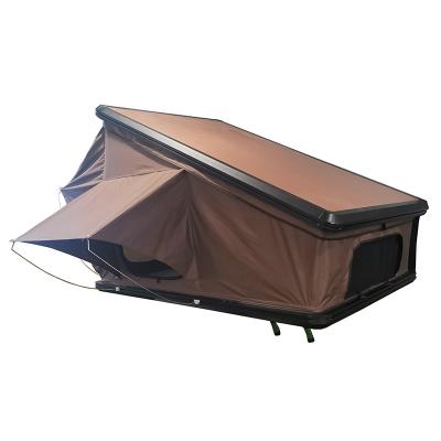 China NEW Folding Style Shell Roof Top Tent Polyester Cotton Canvas Aluminum Hard Waterproof Roof Top Tent Straight Tie Type Camper Van For Ale for sale