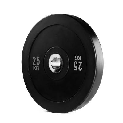 China Black Universal Competition Barbell Gym Weightlifting Plate Gym Rubber Bumper Equipment for sale