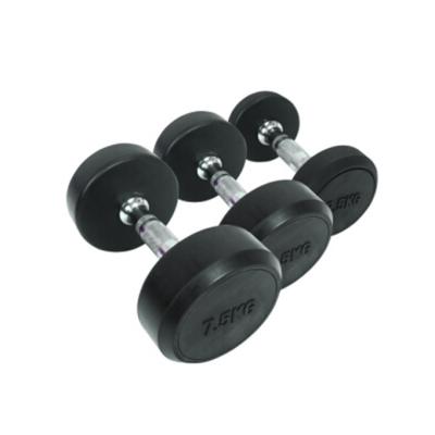 China Black Rubber Covered Dumbbell Rubber Coated Bodybuilding Gym Dumbbell Fixed Round Dumbbell for sale