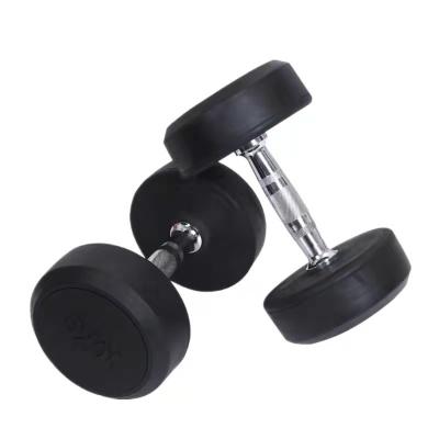 China Accessories Rubber Covered Bodybuilding Equipment Free Gym Weight Dumbbell Commercial Dumbbell Fixed Black Rubber Dumbbell for sale