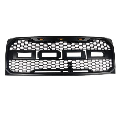 China ABS Front Trim GRILLS Raptor Style Replacement Grill With LED+Letters Running Car Accessories Fit For FORD F150 2009-2014 ABS Black for sale