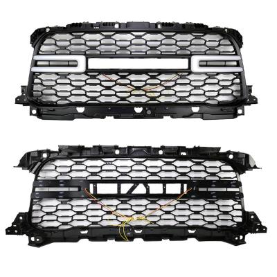 China ABS Front Grille Fitted For 2019-2021 Dodge Ram 2500 Front Grille Mesh Grille Led Emblem LED Lights Modified Rebel Style Black for sale