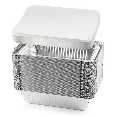 China 10pack 20pack 25pack 50pack Food Grade Rectangle Aluminum Foil Food Containers Eco-friendly Disposable Trays With Lids for sale